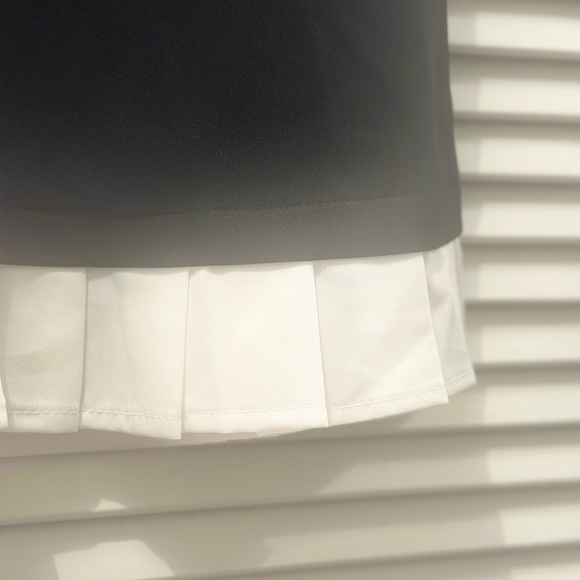 Black Mini Dress with White Pleats - Picture 4 of 5